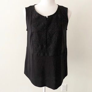 Grace | Black Sleeveless Embroidered Bib Top *NWT*
